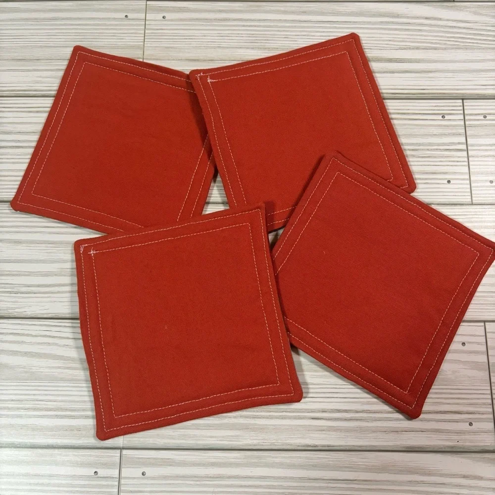Handmade Fall Patchwork Reusable Washable Fabric Coaster Set